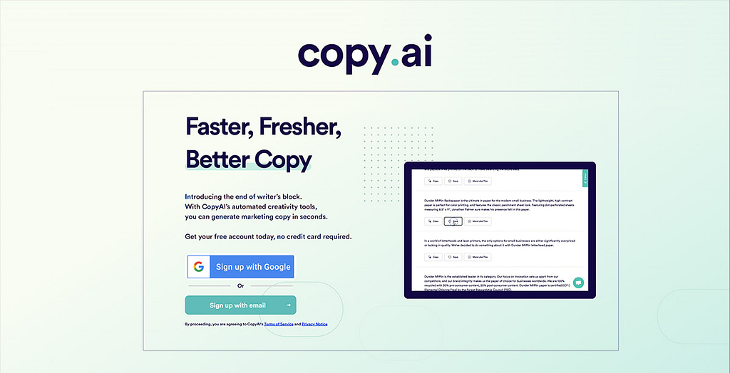 Copy.ai - AI content tool